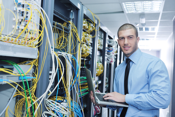 Man in room with servers