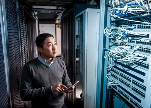 Man looking at computer