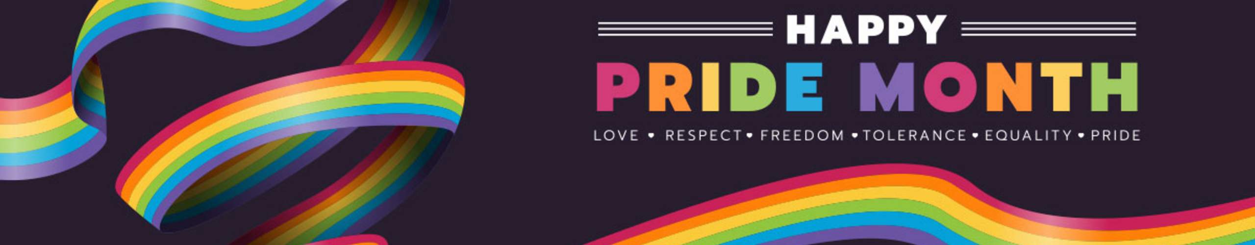 Happy Pride Month, Love, Respect, Freedom, Tolerance, Equality, Pride