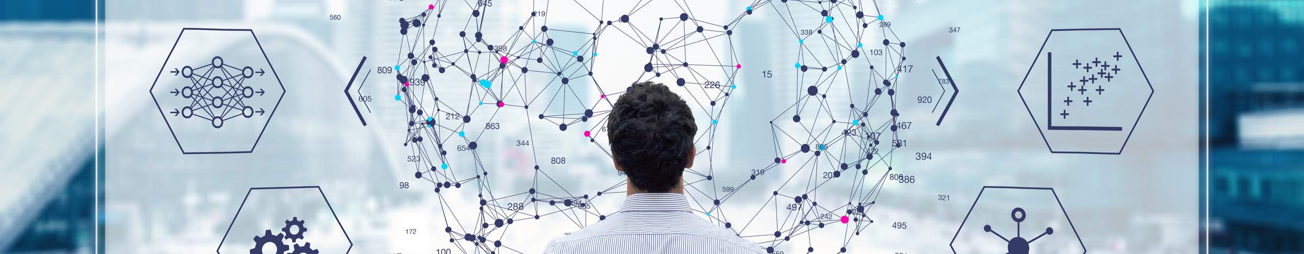 Man looking at Data and Statistics