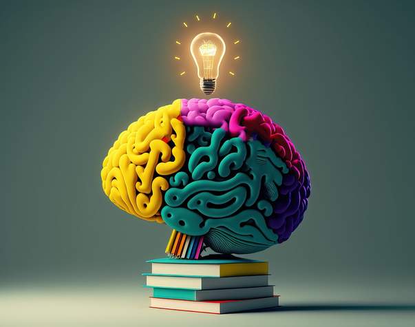 Brain with a lightbulb